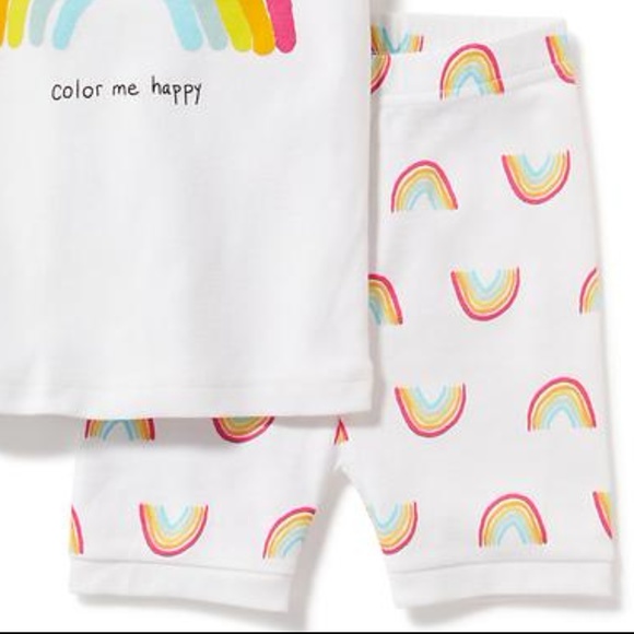 5T Old Navy NWT Rainbow color me happy pajamas - Picture 2 of 2